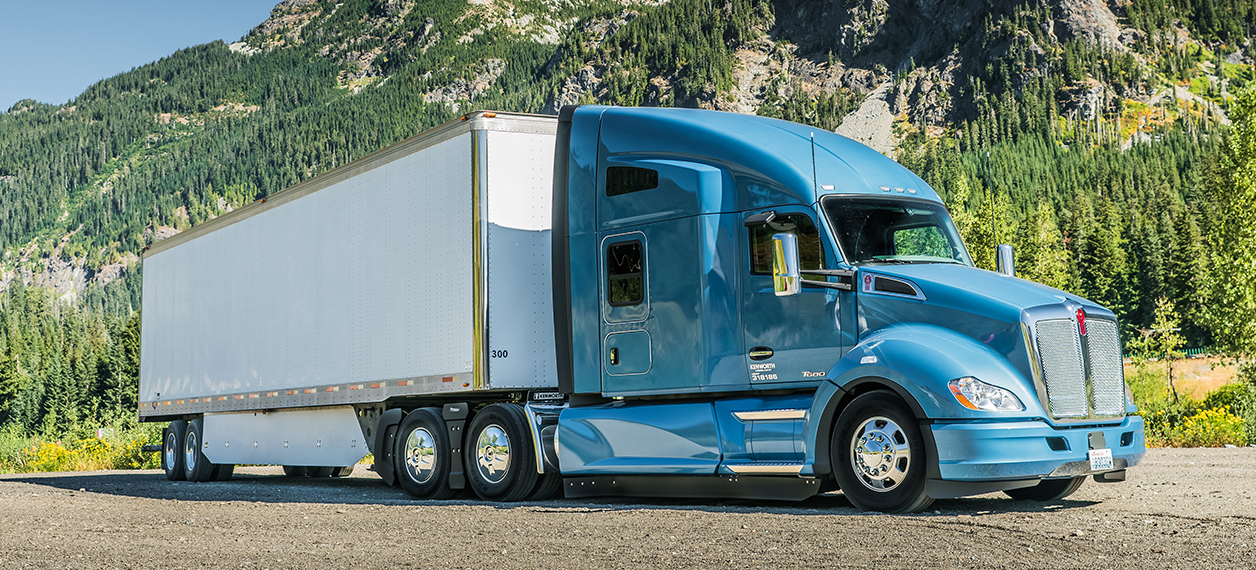 T680 parked in front of mountain