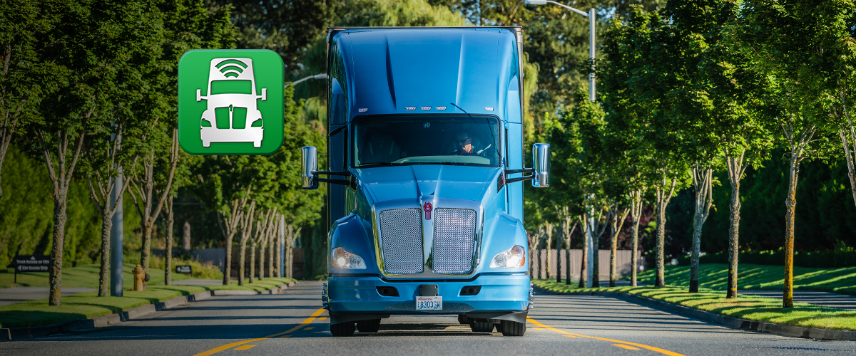 Front view of Kenworth T680 with Truck tech plus logo