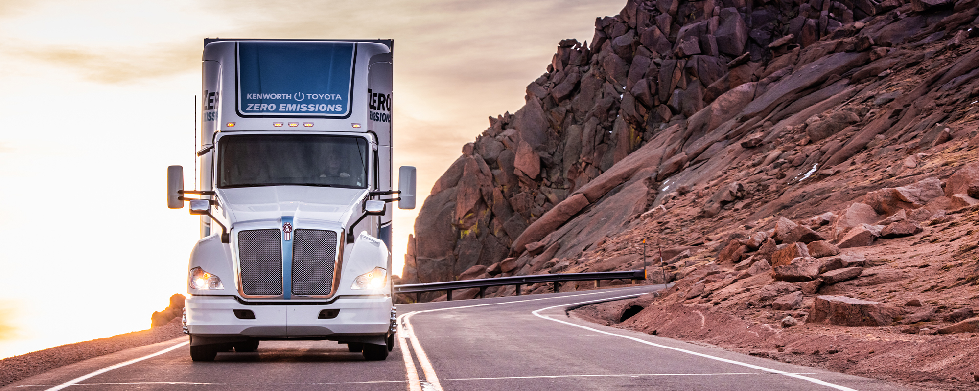 Electric Kenworth T680 driving on highway